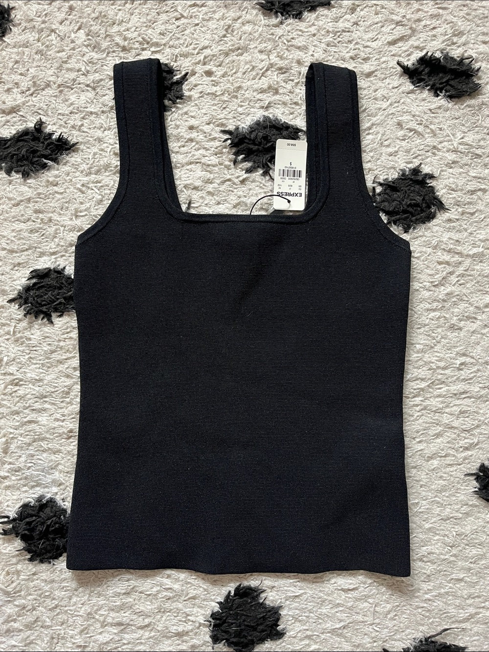 Express size small. Body Contour Black Square-Neck Ribbed Tank Top